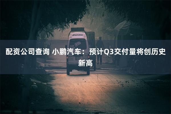 配资公司查询 小鹏汽车：预计Q3交付量将创历史新高