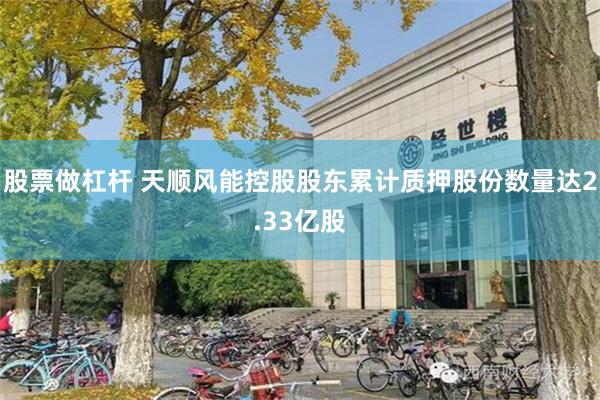 股票做杠杆 天顺风能控股股东累计质押股份数量达2.33亿股