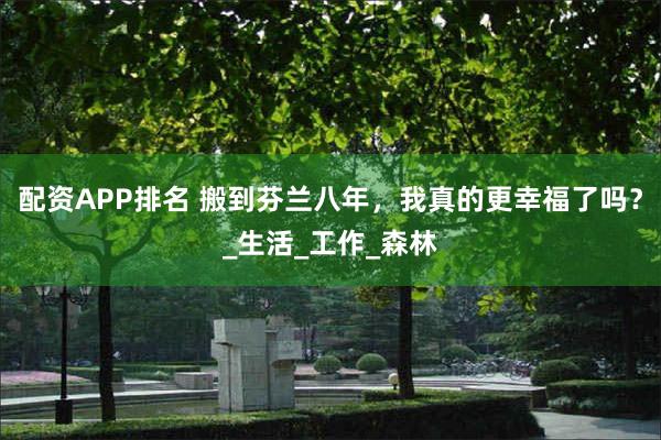 配资APP排名 搬到芬兰八年，我真的更幸福了吗？_生活_工作_森林
